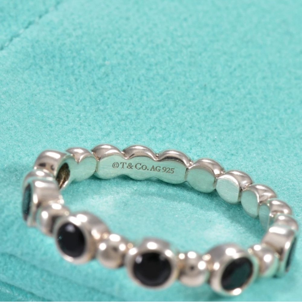 Tiffany & Co. Ziegfeld Black Spinel Ring size 5.5, Sterling Silver - Picture 5 of 6